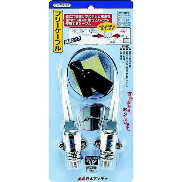 メール便送料無料】日本アンテナ フラットケーブル アルミタイプ アンテナケーブル用 すき間ケーブル 地上・BS・CSデジタル対応 CF-75F-SP  ドア・扉・サッシ・窓が閉まる アンテナケーブル スキマケーブル 隙間ケーブル サッシケーブル 忍者ケーブル | アダチカメラ