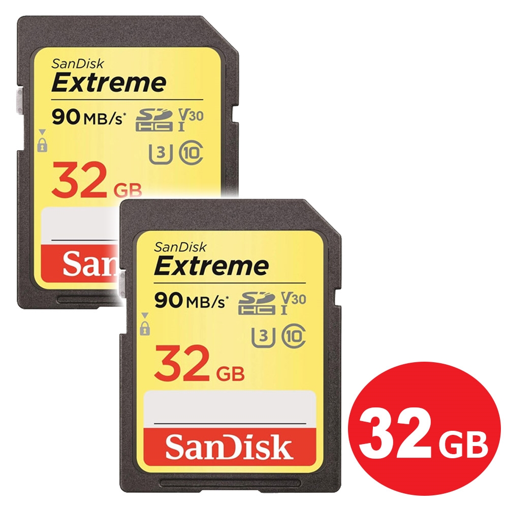 メール便送料無料】サンディスク SDHCカード 32GB 2枚入り Extreme Class10 UHS-1 U3 V30 90MB/s  SDSDXVE-032G-GNCIN-2P SDカード SanDisk 海外リテール | アダチカメラ